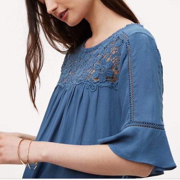 •4/$30• Loft Mixed Media Lace Yoke Top - Picture 2 of 7